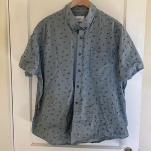 Goodfellow blue-green with leaves short sleeve shirt XXL